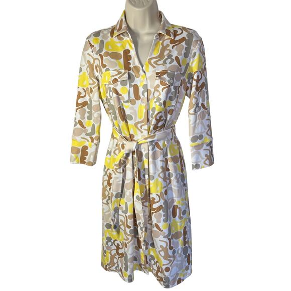 J Mclaughlin Brynn Belted 3/4 Sleeve Shirtdress Womens Size Small Office Career - Picture 2 of 11